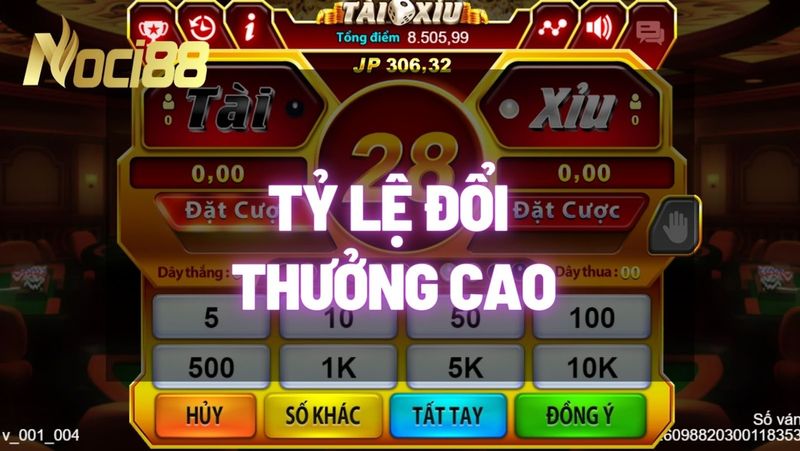 Tỷ lệ thắng tài xỉu đổi thưởng cao