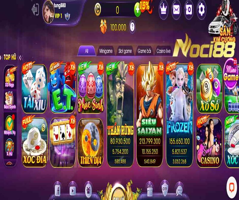 Số lượng người chơi lớn tại cổng game bài đổi thưởng Noci88